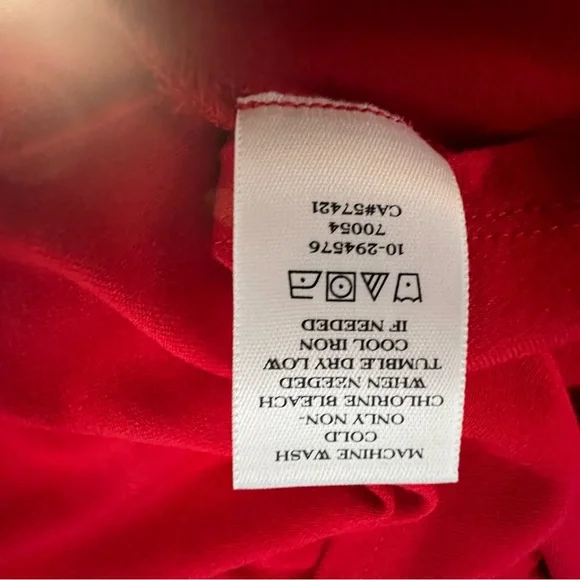 Ann Taylor Red Dress Jersey Drape Neckline Faux Wrap Tie MIDI 3/4 Sleeve EUC XL - Picture 7 of 8